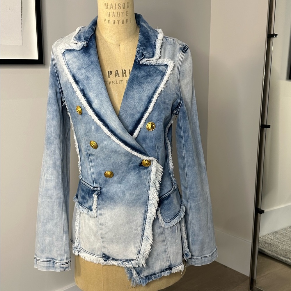 L’Agance Kaydence Fray Denim Jacket